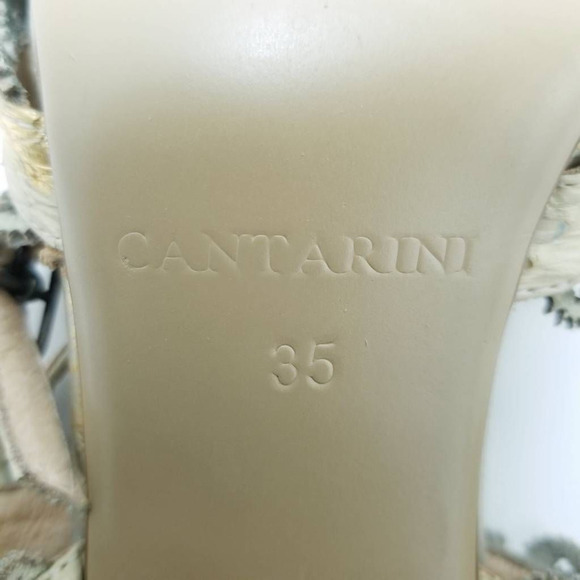 Cantarini Womens Ankle Strap Heels Sandals Shoes Beige Snakeskin Size EU 35 - Picture 12 of 13
